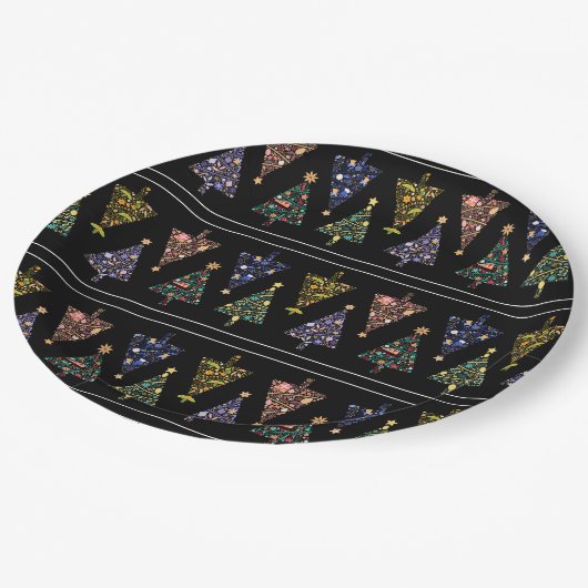 Modern Christmas Tree Party Borden - set 1 Papieren Bordje (Gekanteld)