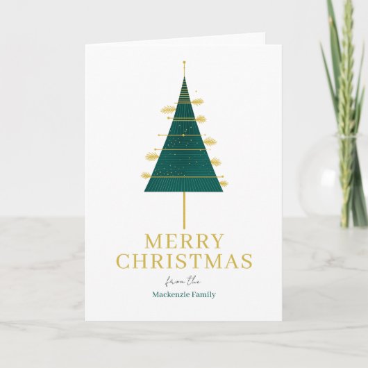 Modern Christmas Tree Photo Personalized Feestdagen Kaart (Voorkant)