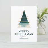 Modern Christmas Tree Photo Personalized Feestdagenkaart (Staand voorkant)