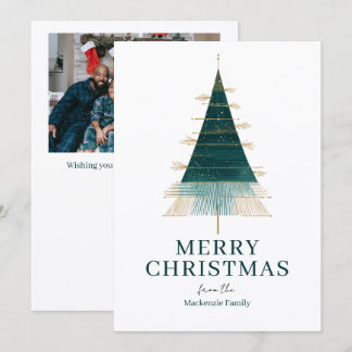 Modern Christmas Tree Photo Personalized Feestdagenkaart