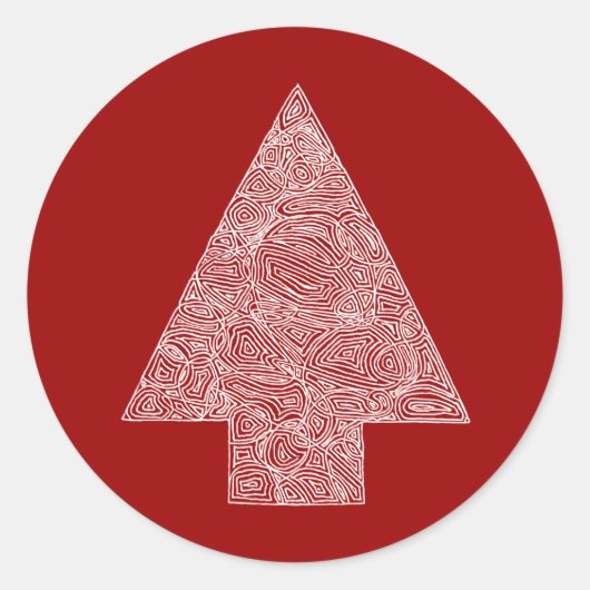 Modern Christmas Tree Ronde Sticker (Voorkant)