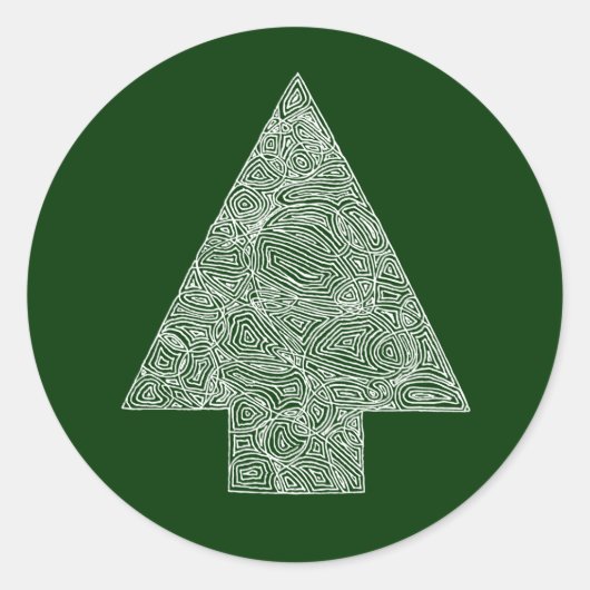 Modern Christmas Tree Ronde Sticker (Voorkant)