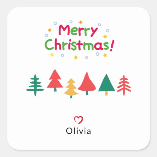 Modern Christmas Tree Simple Vierkante Sticker (Voorkant)