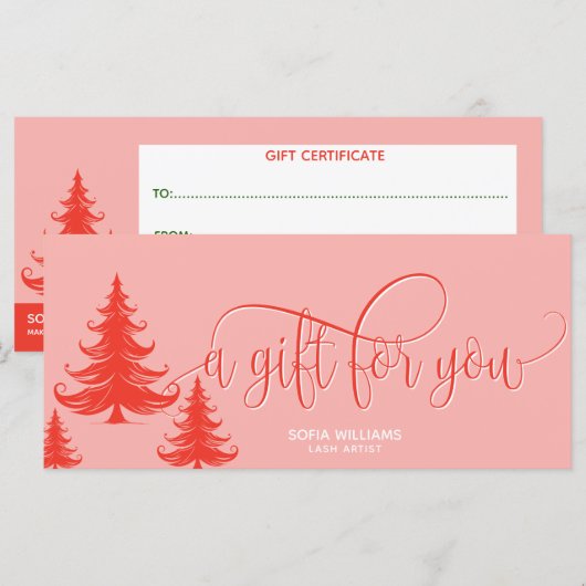 Modern Christmas Tree Voucher Gift Certificate (Voorkant / Achterkant)
