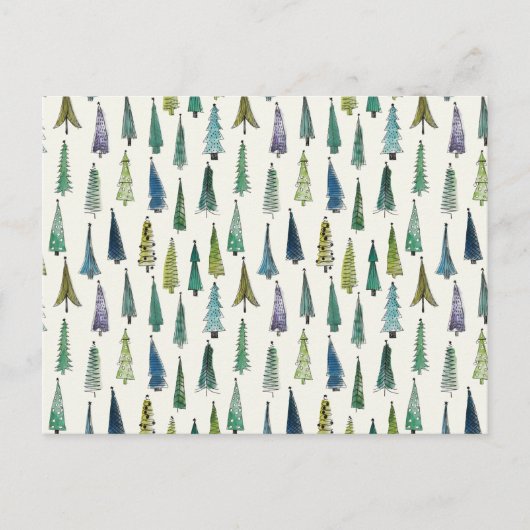 Modern Christmas Trees Illustrated Pattern Briefkaart (Voorkant)