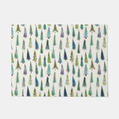 Modern Christmas Trees Illustrated Pattern Deurmat (Voorkant)