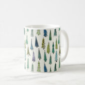 Modern Christmas Trees Illustrated Pattern Koffiemok (Voorkant rechts)