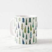 Modern Christmas Trees Illustrated Pattern Koffiemok (Voorkant links)