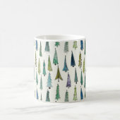 Modern Christmas Trees Illustrated Pattern Koffiemok (Center)