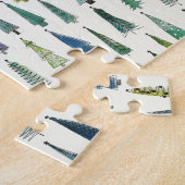 Modern Christmas Trees Illustrated Pattern Legpuzzel (Zijkant)