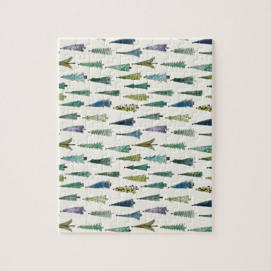 Modern Christmas Trees Illustrated Pattern Legpuzzel (Verticaal)