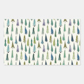 Modern Christmas Trees Illustrated Pattern Rechthoekige Sticker (Voorkant)