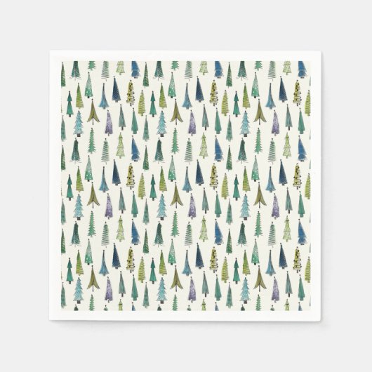 Modern Christmas Trees Illustrated Pattern Servet (Voorkant)