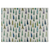 Modern Christmas Trees Illustrated Pattern Snijplank (Voorkant)
