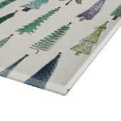 Modern Christmas Trees Illustrated Pattern Snijplank (Hoek)