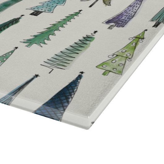 Modern Christmas Trees Illustrated Pattern Snijplank (Hoek)