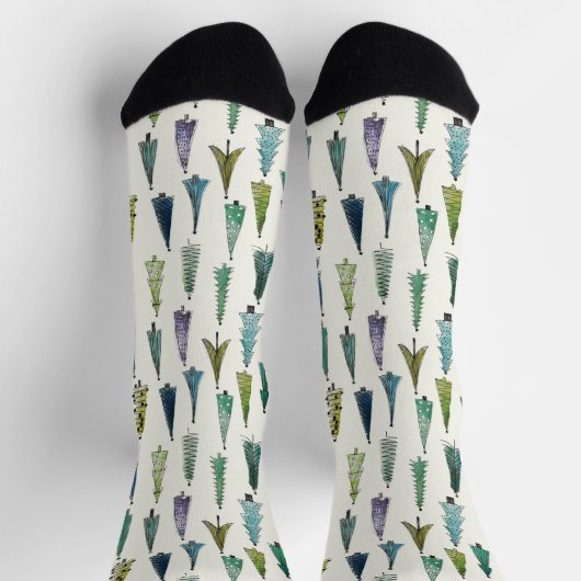Modern Christmas Trees Illustrated Pattern Sokken (Top)