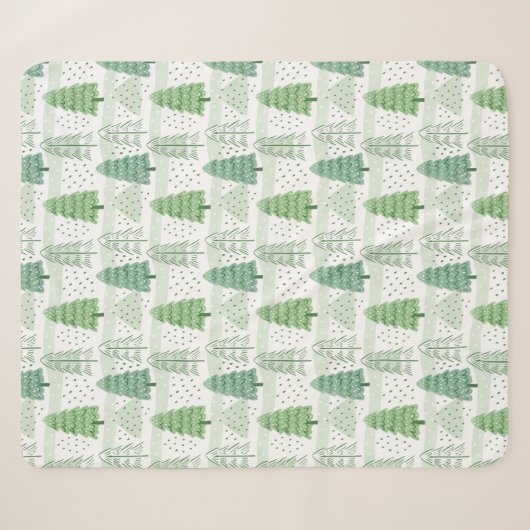 Modern Christmas Trees Pattern Sherpa Deken (Voorkant (horizontaal))