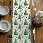 Modern Christmas Trees Red and Gold Dining Runner Medium Tafelloper