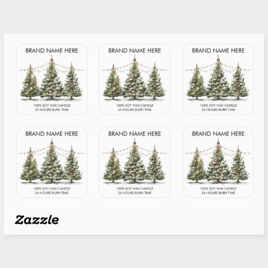 Modern Christmas Trees with Light Candle Labels (Vel)