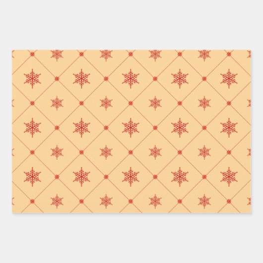 Modern Christmas | Triangles & Snowflakes Pattern Inpakpapier Vel (Voorkant 3)