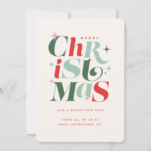Modern Christmas Typography Company Feestdagenkaart (Voorkant)