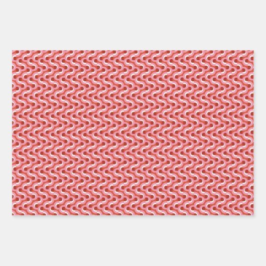 Modern Christmas Wavy Geometric Stripe in Bold Red Inpakpapier Vel (Voorkant)