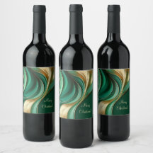 Modern Christmas Wine Label - Groen en Goud-