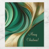 Modern Christmas Wine Label - Groen en Goud- Wijn Etiket (Enkel label)