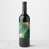 Modern Christmas Wine Label - Groen en Goud- Wijn Etiket (Voorkant)