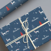Modern Christmas Winter Woodland Aangepast script Cadeaupapier