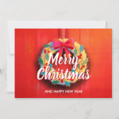 Modern Christmas Wreath Business Logo Feestdagenkaart (Voorkant)