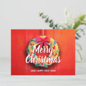 Modern Christmas Wreath Business Logo Feestdagenkaart (Staand voorkant)