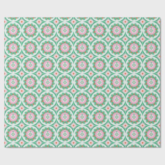 Modern Christmas Wreath Geometric Floral Pattern  Cadeaupapier (Vlak)