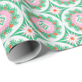 Modern Christmas Wreath Geometric Floral Pattern  Cadeaupapier (Rol Hoek)