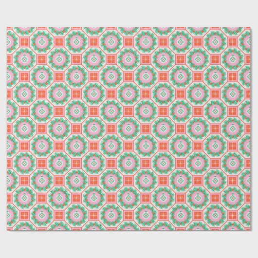 Modern Christmas Wreath Gift Geometric Pattern  Cadeaupapier (Vlak)