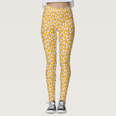 Modern Chrome Geel en Blauw Flick Patroon Leggings (Voorkant)