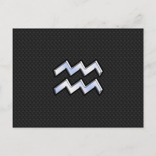 Modern Chrome like Aquarius Zodiac Sign on Snake Briefkaart