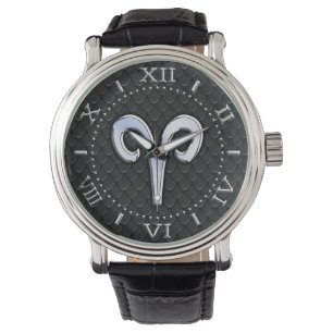 Modern Chrome like Aries Zodiac Sign Dial Horloge