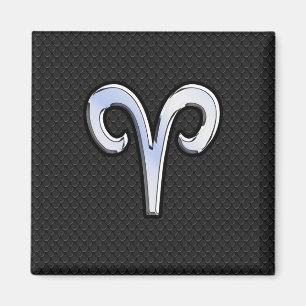 Modern Chrome like Aries Zodiac Sign Magneet
