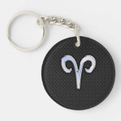 Modern Chrome like Aries Zodiac Sign Sleutelhanger (Voorkant)