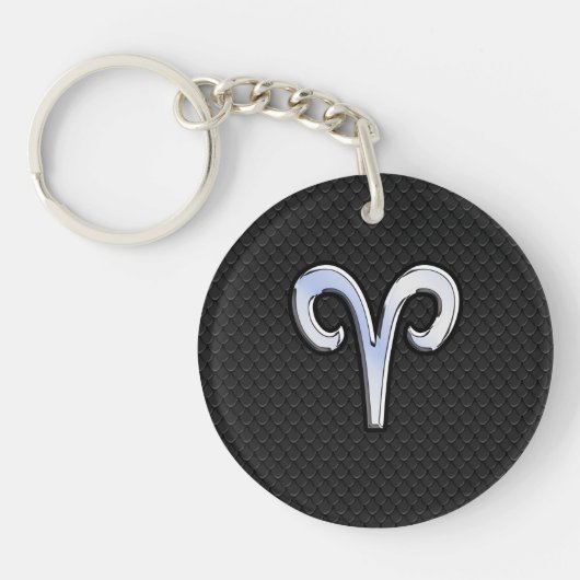 Modern Chrome like Aries Zodiac Sign Sleutelhanger (Voorkant)