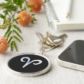 Modern Chrome like Aries Zodiac Sign Sleutelhanger (Zijkant)