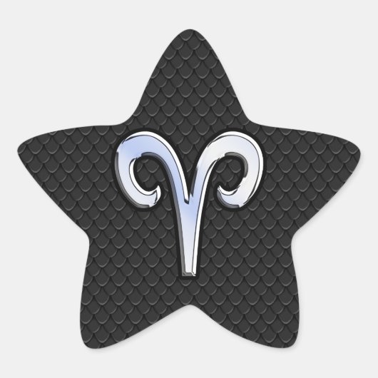 Modern Chrome like Aries Zodiac Sign Ster Sticker (Voorkant)