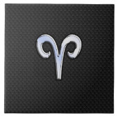 Modern Chrome like Aries Zodiac Sign Tegeltje (Voorkant)