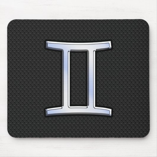 Modern Chrome like Gemini Zodiac Sign Muismat (Voorkant)