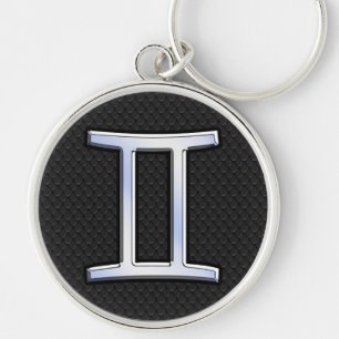 Modern Chrome like Gemini Zodiac Sign Sleutelhanger