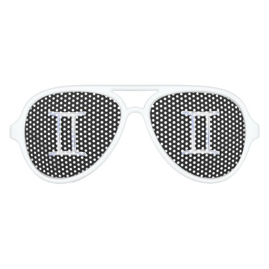 Modern Chrome like Gemini Zodiac Symbol Aviator Zonnebril (Voorkant)