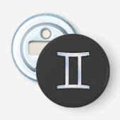 Modern Chrome like Gemini Zodiac Symbol Button Flesopener (Voorkant)
