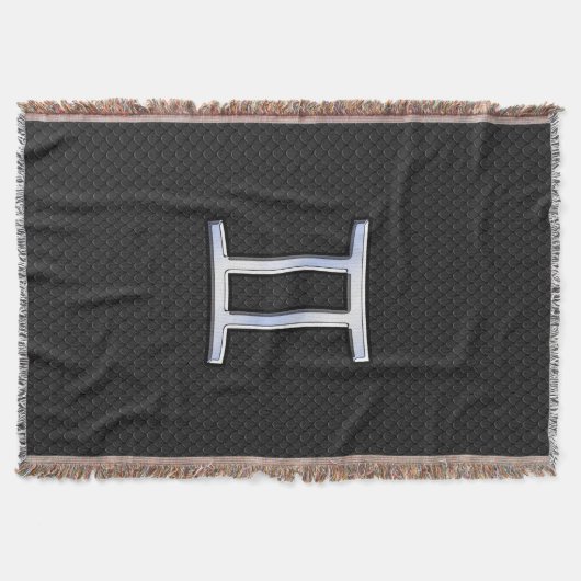 Modern Chrome like Gemini Zodiac Symbol Deken (Voorkant)